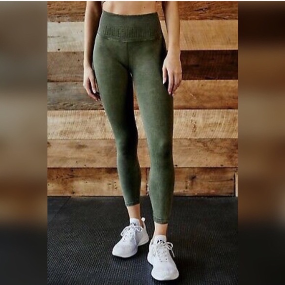 Free People Pants - Free People Shanti Vintage Green Leggings M/L NWOT